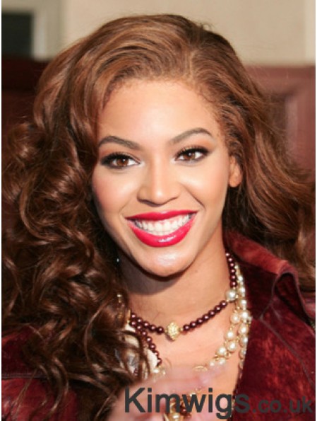 Brown Long Wavy Without Bangs Lace Front 16 inch Beyonce Wigs