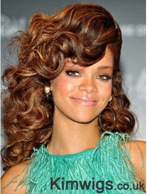 Brown Curly Layered Lace Front 18 inch Incredible Rihanna Wigs