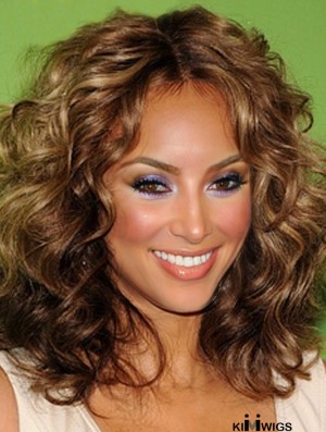 Brown Curly Without Bangs Lace Front 14 inch Soft Tyra Banks Wigs