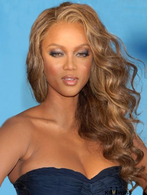 Brown Curly Without Bangs Lace Front 22 inch Exquisite Tyra Banks Wigs