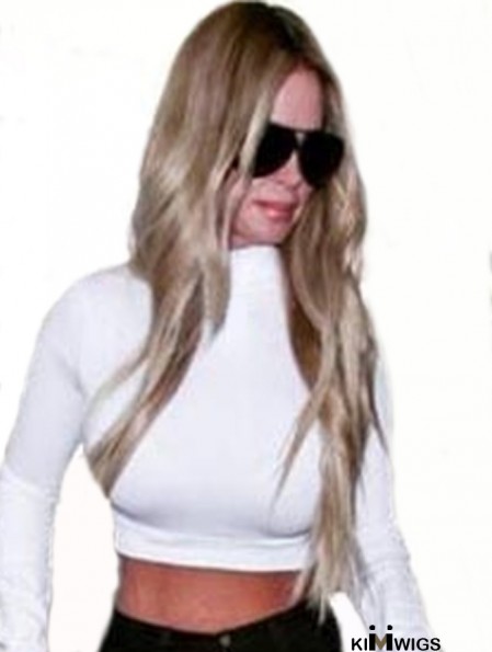 Synthetic Brown 24 inch Without Bangs Wavy Long Lace Front Kim Zolciak Wigs