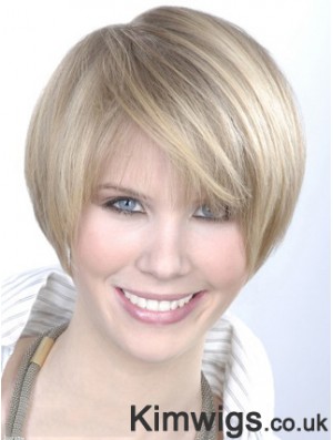 Monofilament Grey Short Straight 8 inch Platinum Blonde Gorgeous Fashion Wigs