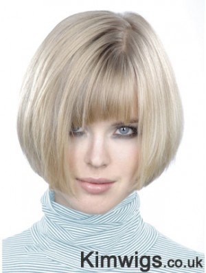 Monofilament Bobs Short Straight 10 inch Platinum Blonde Style Fashion Wigs