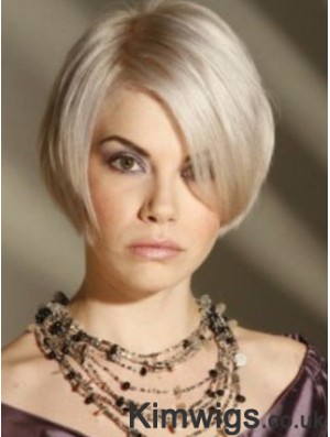 Capless Grey Short Straight 8 inch Platinum Blonde Amazing Fashion Wigs