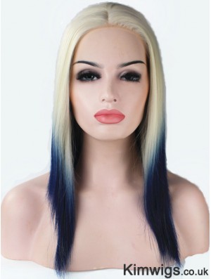 16 inch Ombre/2 Tone Long Without Bangs Straight Fashionable Lace Wigs