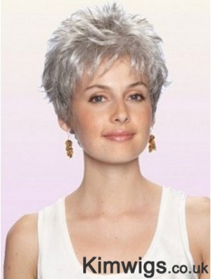 Cheap Grey Wigs With Capless Synthetic Cropped Length