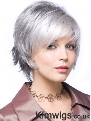 Straight Capless 8 inch Beautiful Short Grey Wigs