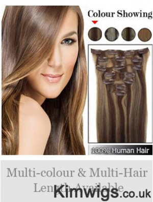 Beautiful Brown Straight Remy Human Hair Clip In Hair Extensions