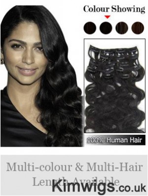 Great Black Wavy Remy Human Hair Clip In Hair Extensions