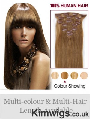 Hairstyles Brown Straight Remy Human Hair Clip In Hair Extensions