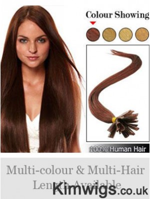 Auburn Straight Hairstyles Nail/U Tip Hair Extensions