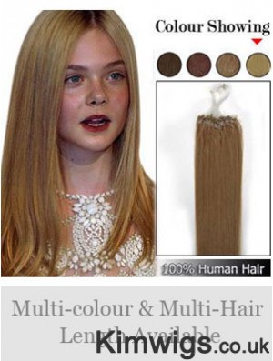 Modern Brown Straight Micro Loop Ring Hair Extensions