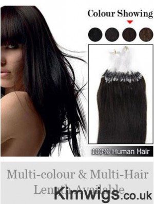 Beautiful Black Straight Micro Loop Ring Hair Extensions