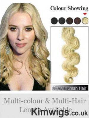 Wavy Remy Human Hair Blonde Fashionable Weft Extensions