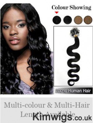 Top Black Wavy Micro Loop Ring Hair Extensions