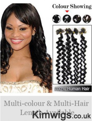 Black Curly Trendy Nail/U Tip Hair Extensions