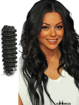 Wavy Remy Human Hair Black Flexibility Weft Extensions