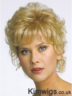 Short Curly Blonde Flexibility Synthetic Half Wigs