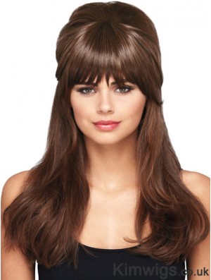 Designed Brown Straight Synthetic Clip In Hairpieces