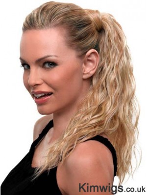 Blonde Ponytail Wavy Style Long Length With Synthetic